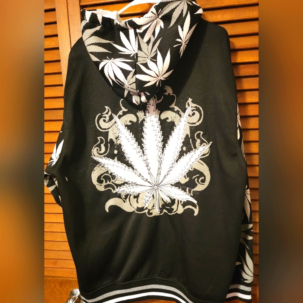 Victorious Black Jacket with White Flowers in XL